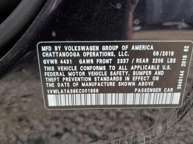  VOLKSWAGEN PASSAT 2019 Черный