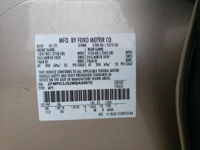 2FMPK3J92MBA09970 Ford EDGE SEL