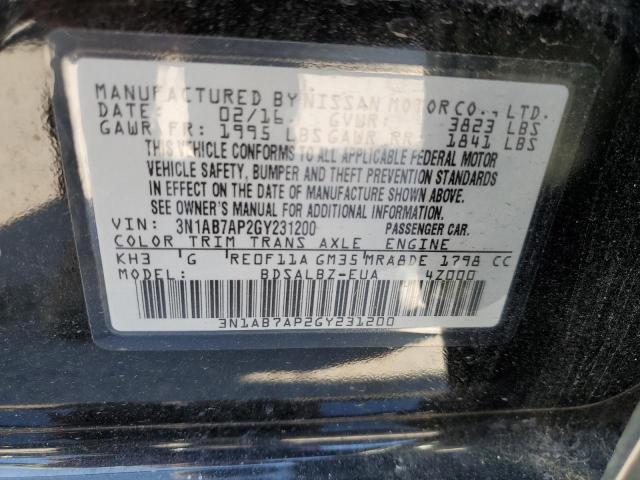 3N1AB7AP2GY231200 Nissan SENTRA S