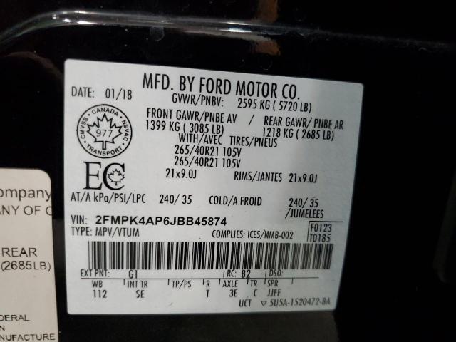 2FMPK4AP6JBB45874 Ford EDGE SPORT