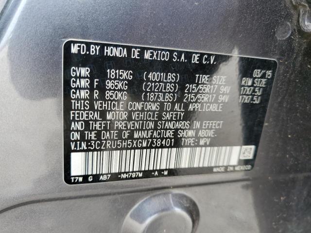 2016 HONDA HR-V 3CZRU5H5XGM738401