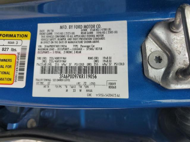 3FA6P0D97KR119056 2019 FORD FUSION, photo no. 13