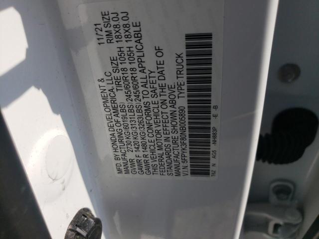 5FPYK3F80NB005890 Honda Ridgeline Black Edition