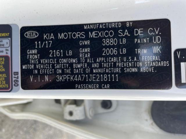 3KPFK4A71JE218111 KIA FORTE LX