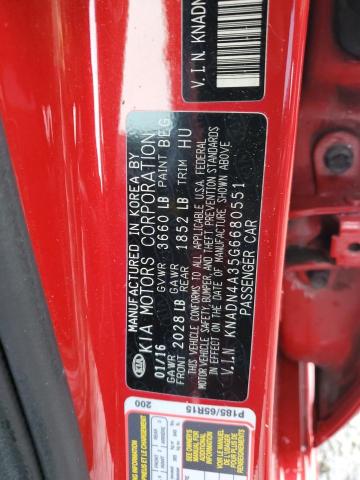 KNADN4A35G6680551 KIA RIO EX