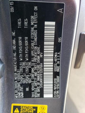 5TDJKRFH1FS207664 Toyota Highlander Xle