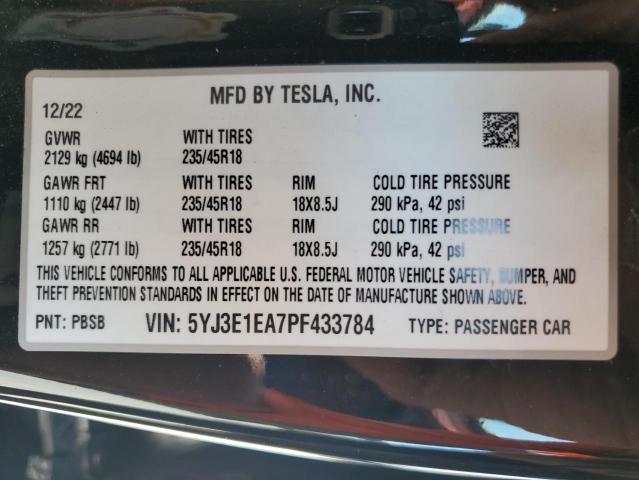 5YJ3E1EA7PF433784 Tesla Model 3  12