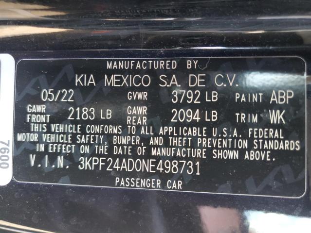 2022 KIA FORTE FE - 3KPF24AD0NE498731