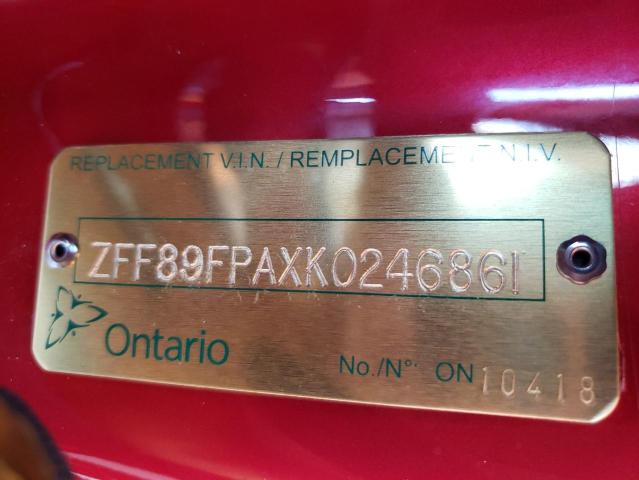 2019 FERRARI PORTOFINO ZFF89FPAXK0246861