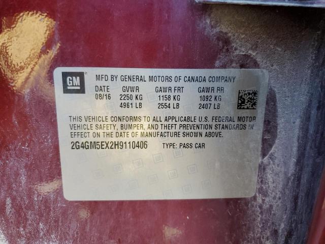 2G4GM5EX2H9110406 Buick Regal