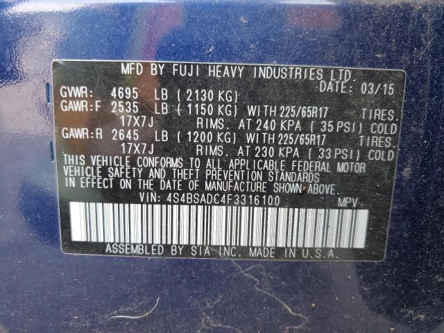 4S4BSADC4F3316100 Subaru Outback 2.5i Premium