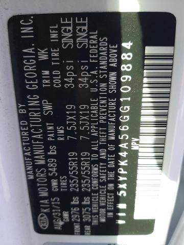 5XYPK4A56GG109884 KIA SORENTO SX