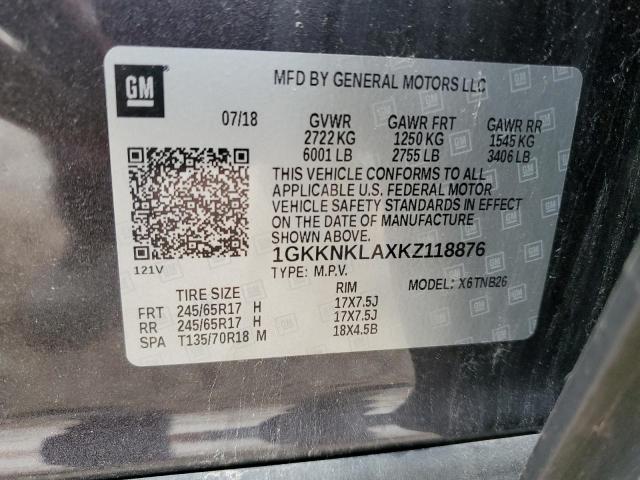 1GKKNKLAXKZ118876 GMC ACADIA SLE