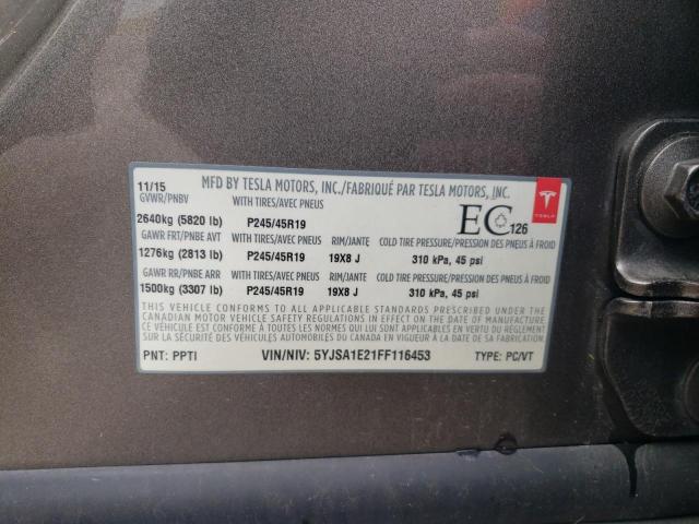 2015 TESLA MODEL S 90 - 5YJSA1E21FF116453
