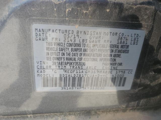 3N1AB7AP9KY353030 Nissan Sentra S 13