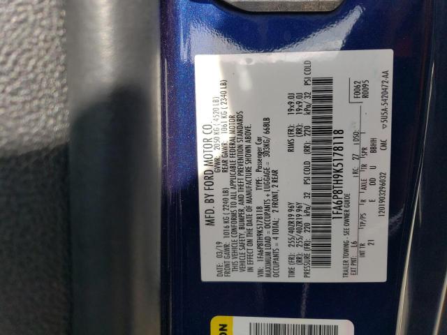 1FA6P8TH9K5178118 Ford MUSTANG