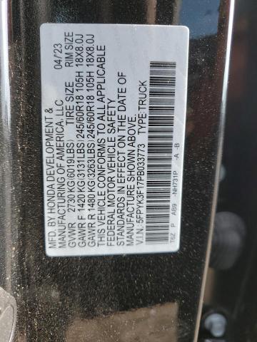 5FPYK3F17PB033773 Honda Ridgeline Sport