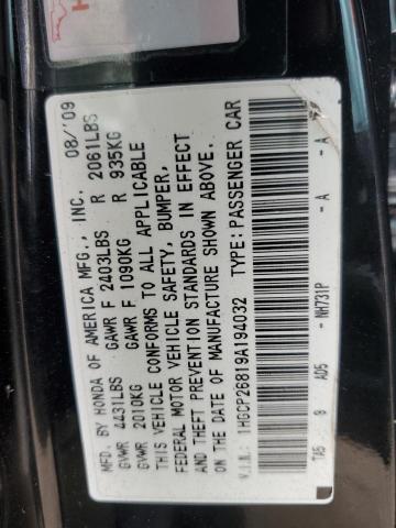 2009 Honda Accord Exl VIN: 1HGCP26819A194032 Lot: 70210043