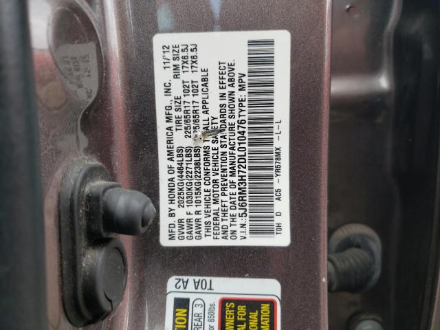 VIN 5J6RM3H72DL010476 2013 Honda CR-V, Exl no.12