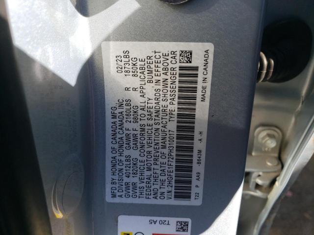 2HGFE1F72PH310017 Honda CIVIC EX
