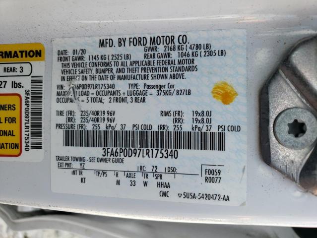  FORD FUSION 2020 Білий