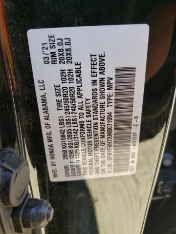 5FNYF6H7XMB071994 Honda Pilot Black