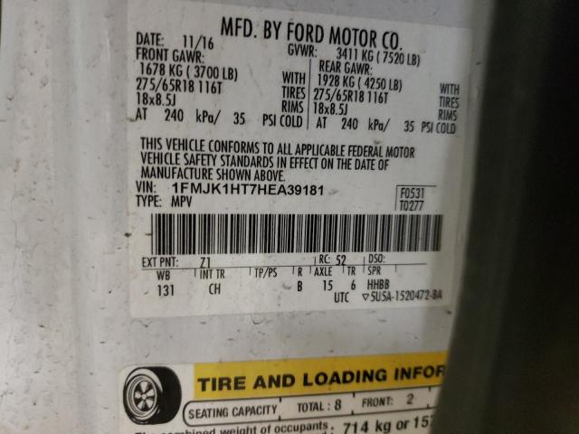 1FMJK1HT7HEA39181 Ford Expedition El Xlt