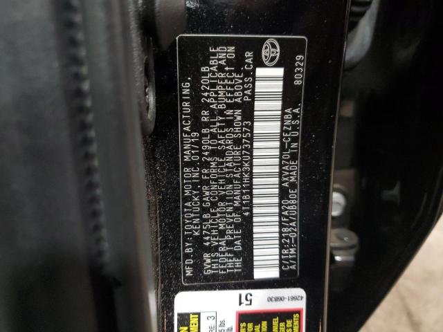 VIN 4T1B11HK3KU737573 2019 Toyota Camry, L no.12