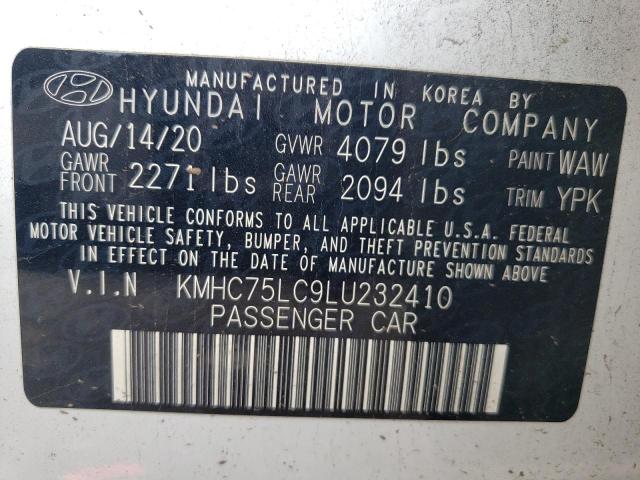 2020 Hyundai Ioniq Se VIN: KMHC75LC9LU232410 Lot: 66891423