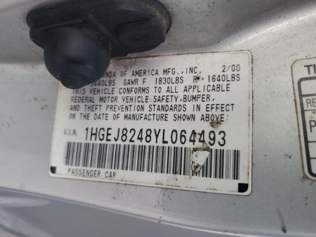 1HGEJ8248YL064493 | 2000 Honda civic ex