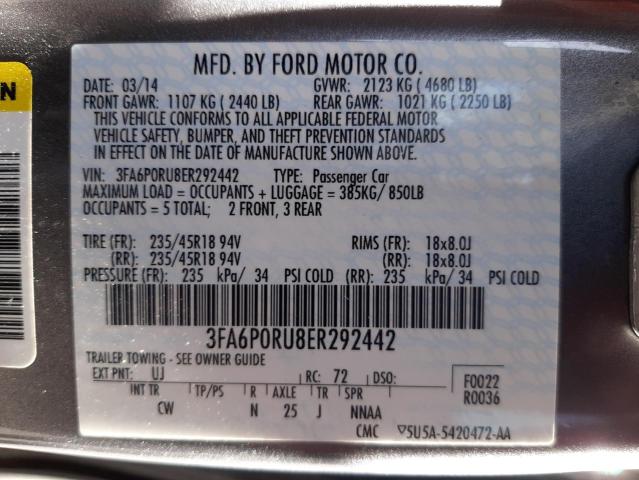 3FA6P0RU8ER292442 | 2014 FORD FUSION TIT