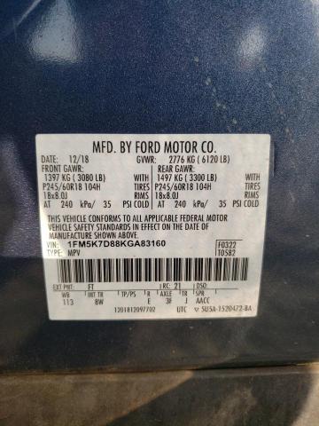 1FM5K7D88KGA83160 2019 Ford Explorer Xlt