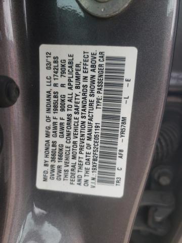 19XFB2F52CE051191 | 2012 Honda civic lx