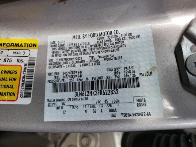 2015 LINCOLN MKZ BLACK 3LN6L2NK3FR622832