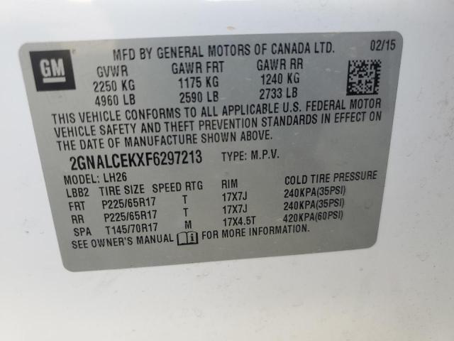 2GNALCEKXF6297213 Chevrolet EQUINOX LT