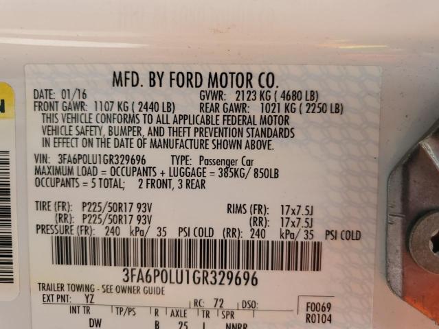 3FA6P0LU1GR329696 Ford Fusion Se Hybrid