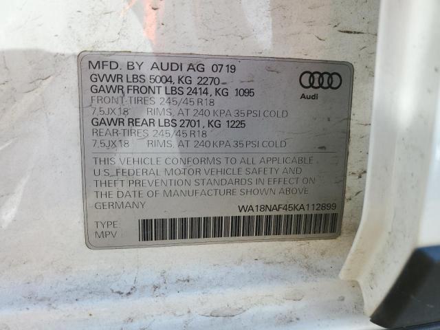 WA18NAF45KA112899 2019 AUDI A4, photo no. 12