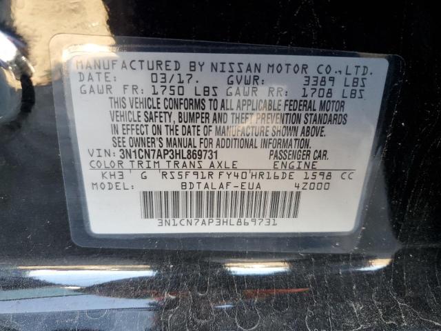 3N1CN7AP3HL869731 Nissan VERSA S