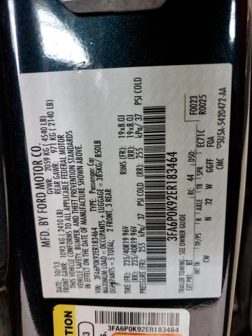 3FA6P0K92ER183464 Ford Fusion Titanium