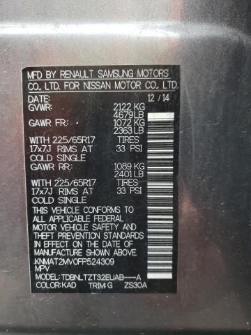KNMAT2MV0FP524309 Nissan ROGUE S