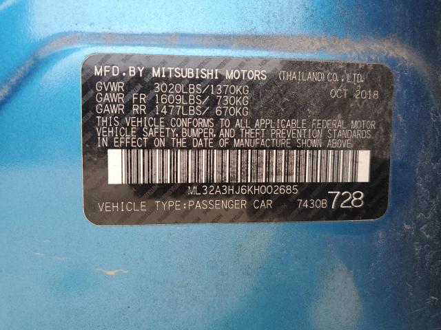 ML32A3HJ6KH002685 Mitsubishi MIRAGE ES
