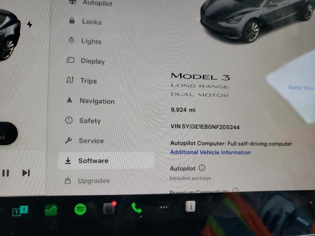 5YJ3E1EB0NF205244 Tesla MODEL 3