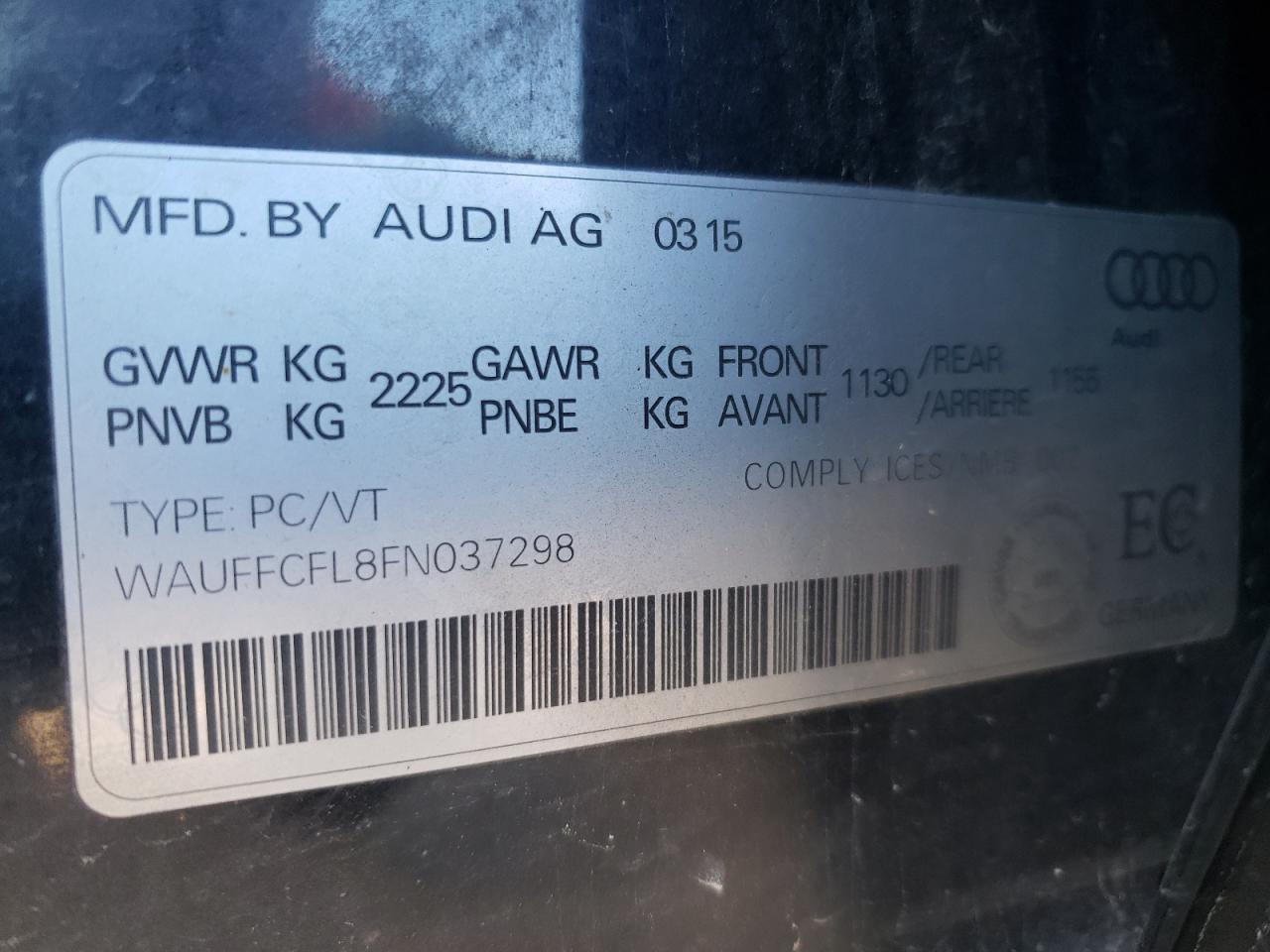 WAUFFCFL8FN037298 2015 Audi A4 Premium Plus