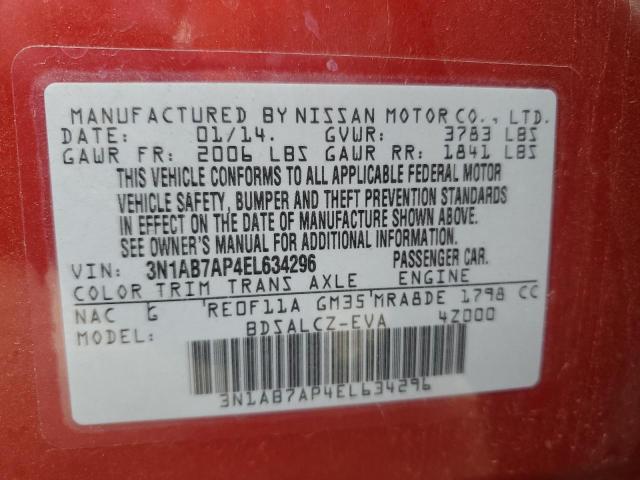 3N1AB7AP4EL634296 Nissan SENTRA S