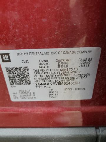 2GNAXKEV9M6145123 | 2021 Chevrolet equinox lt