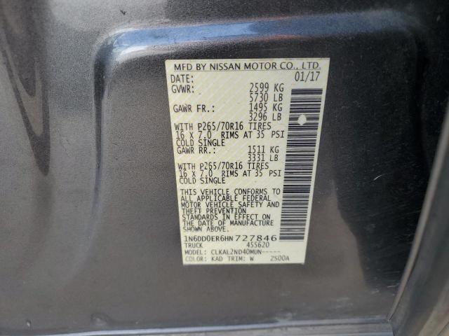 1N6DD0ER6HN727846 Nissan FRONTIER S