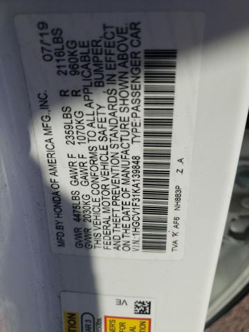 2019 HONDA ACCORD SPO 1HGCV1F31KA139848  48305614