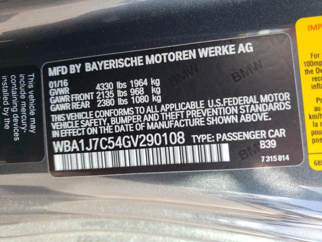 VIN WBA1J7C54GV290108 2016 BMW 2 Series, M235I no.12