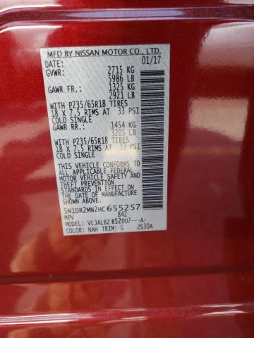 5N1DR2MN2HC655257 Nissan Pathfinder S