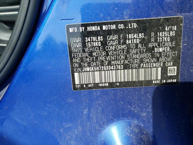 JHMGK5H72GX043763 Honda FIT EX